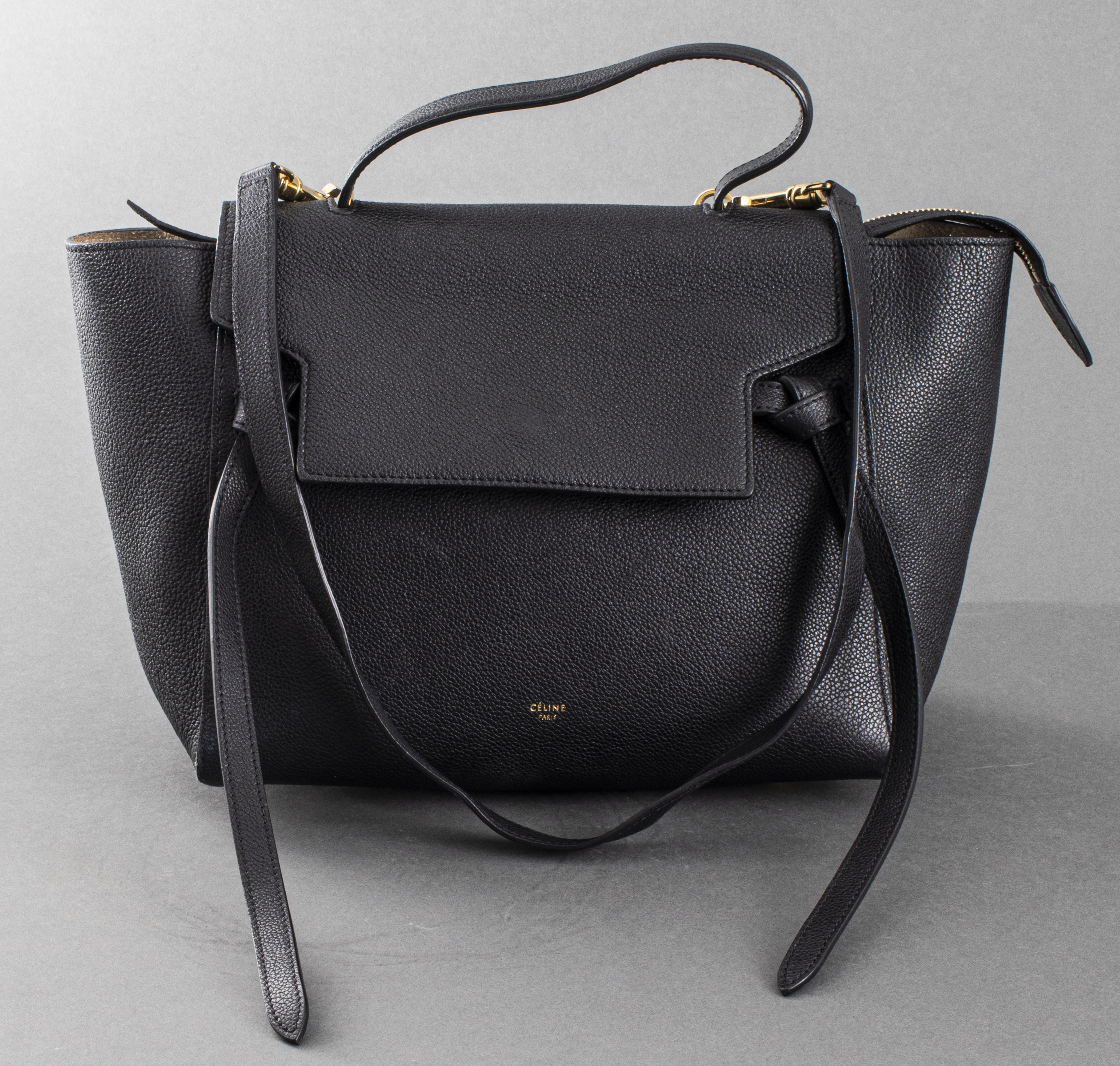 CELINE BLACK LEATHER 'BELT' HANDBAG