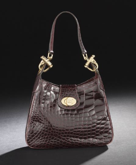 Celine Maroon Crocodile Handbag, 