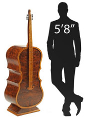 CELLO-SHAPED BURLWOOD CHEST OF