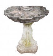 Cement 2-pc birdbath, scallope