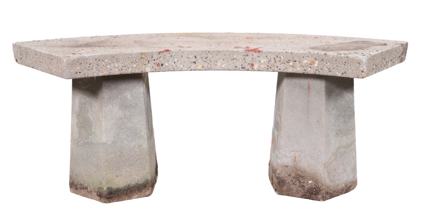 Cement 3-part garden bench,
