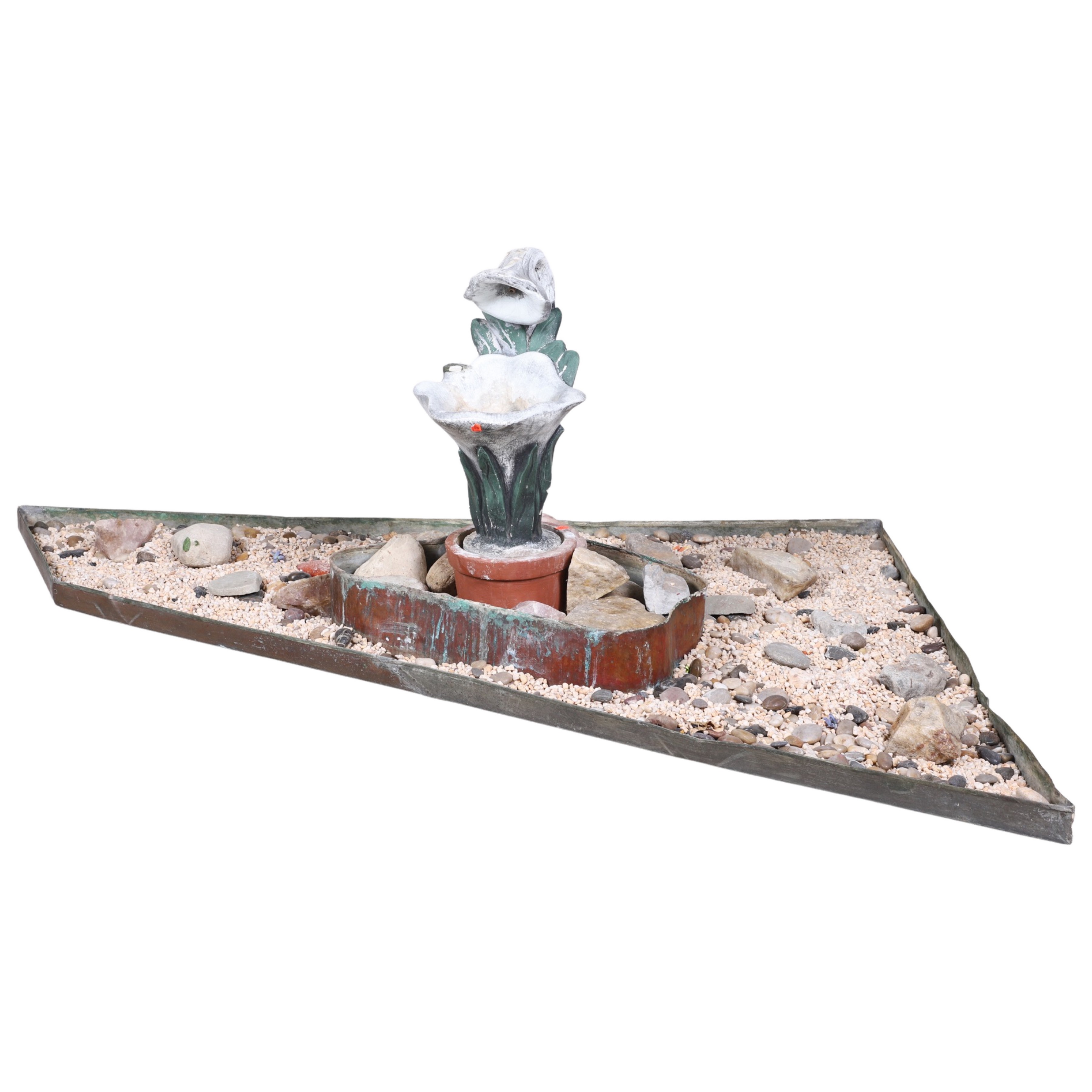 Cement garden fountain of lilly, in