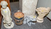 CEMENT GARDEN ORNAMENTS; PAIR