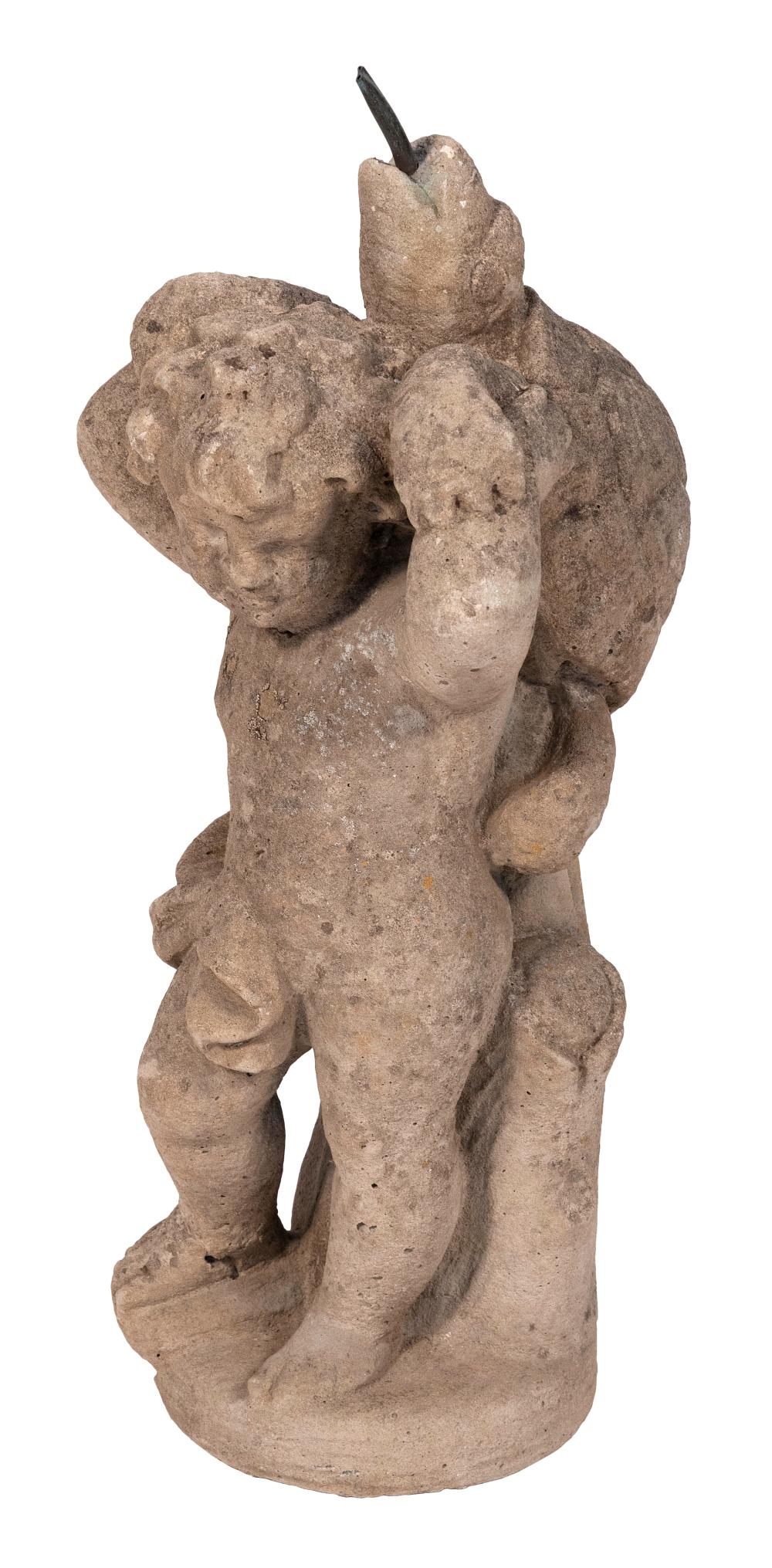 CEMENT GARDEN STATUE OF A CHERUB
