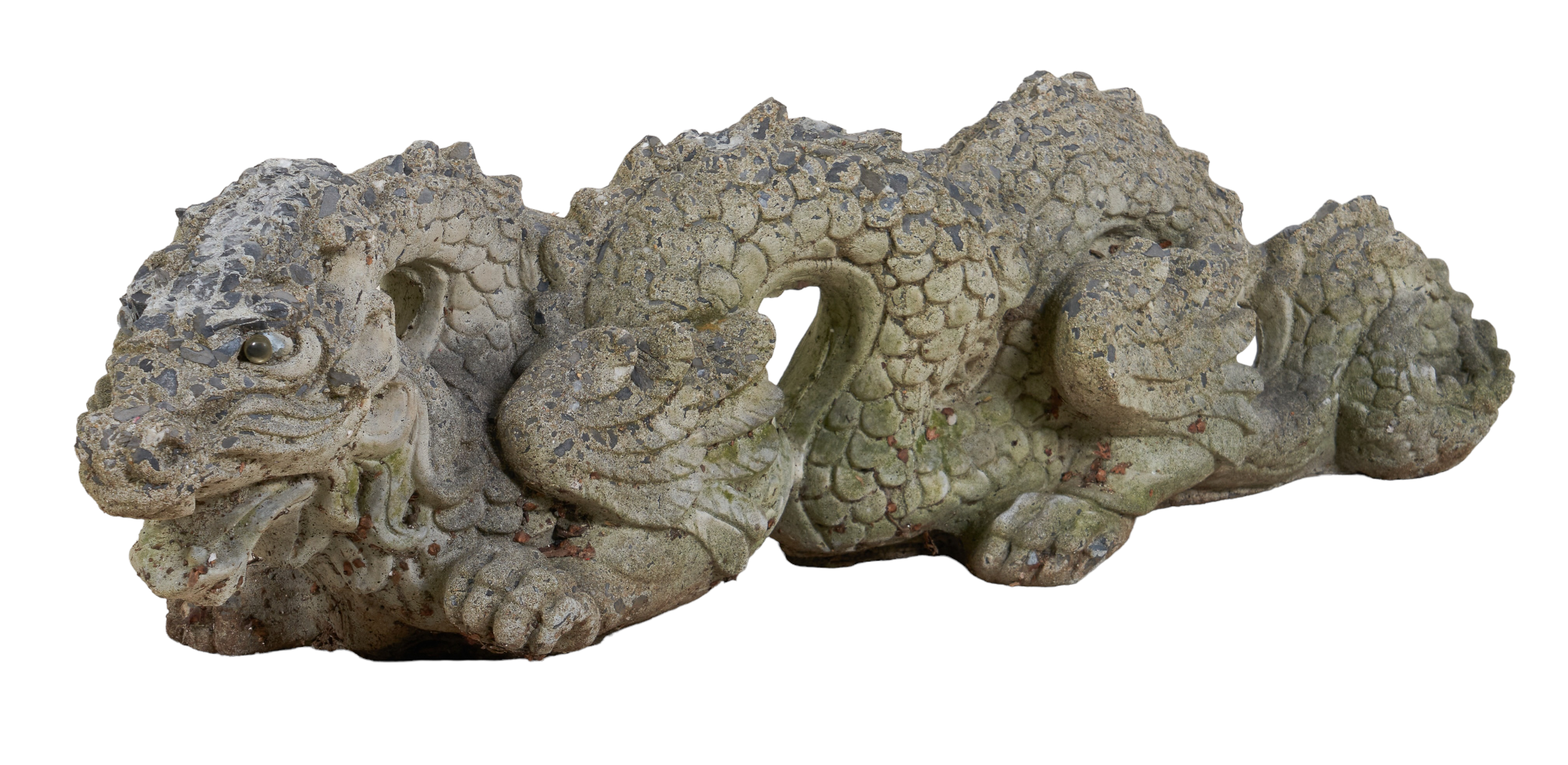 Cement garden statue of dragon, 7"h
