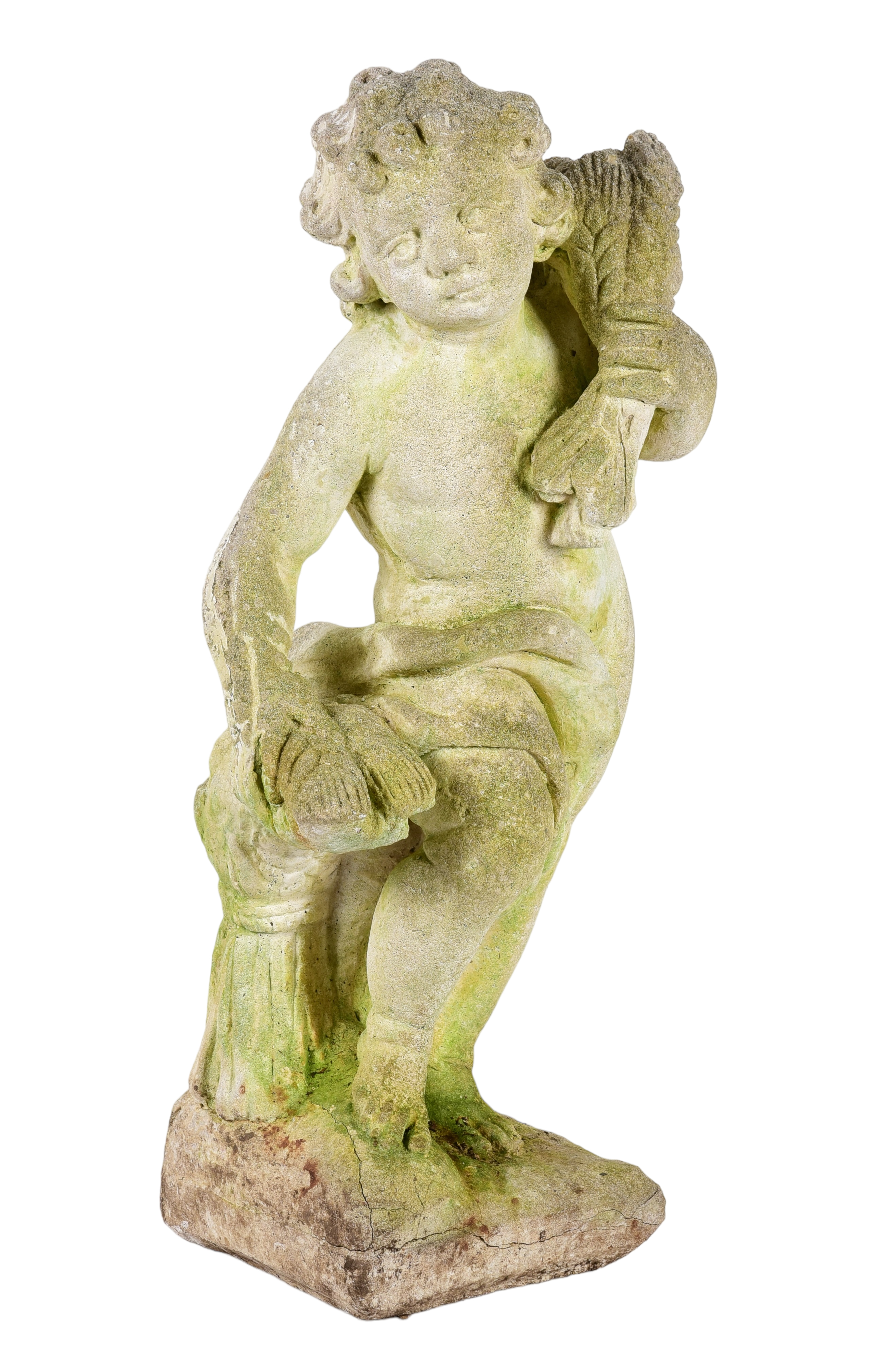 Cement garden statue of putti
