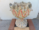 CEMENT GARDEN URN DECORATED WI
