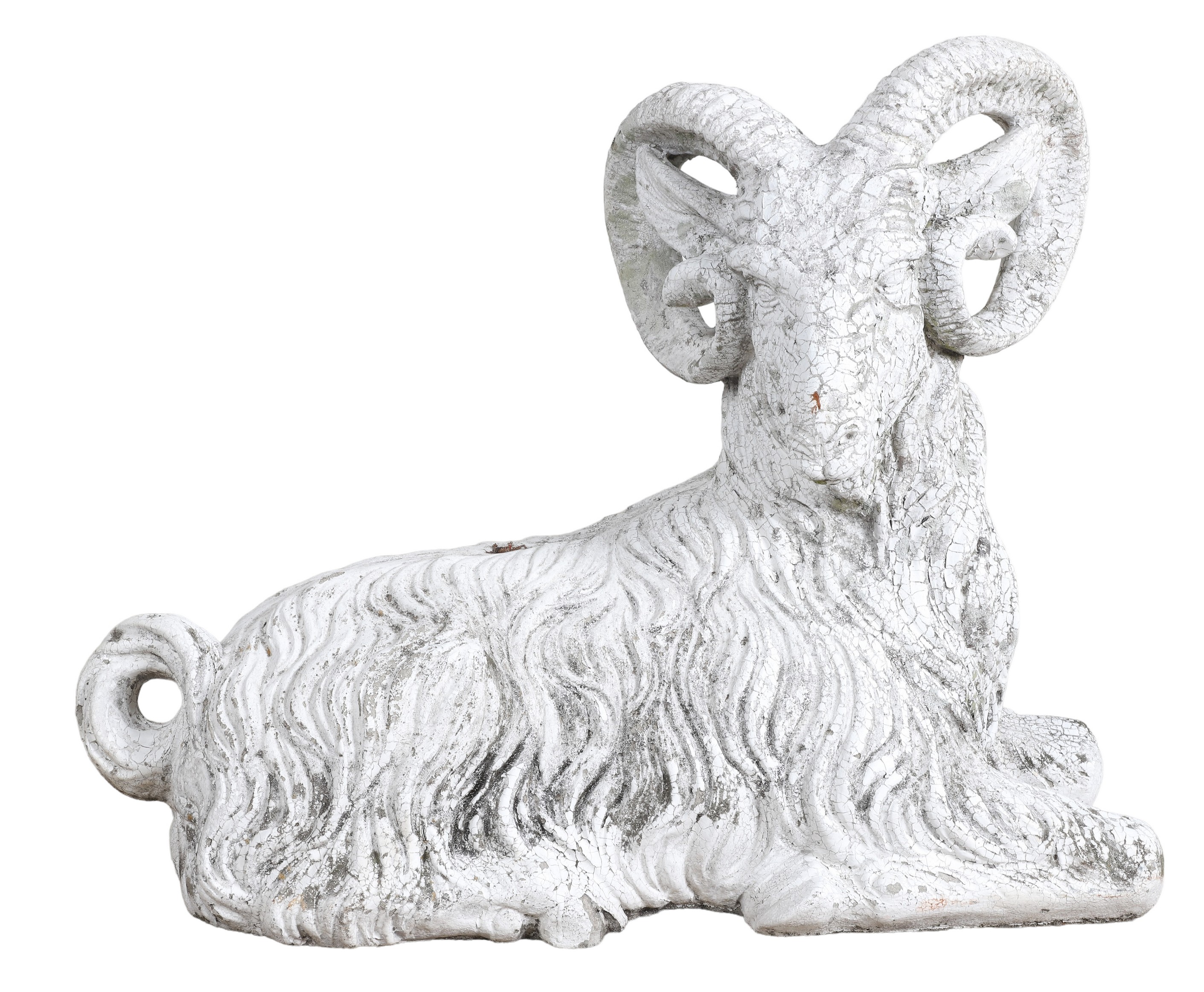 Cement painted sitting ram garden