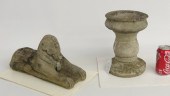 Cement sphinx garden statue. 1