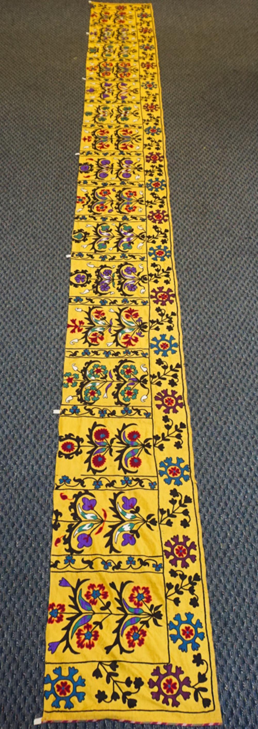 CENTRAL ASIAN EMBROIDERED SILK WALL