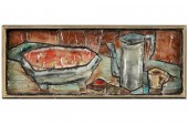 CERAMIC AND GLASS STILL LIFE P