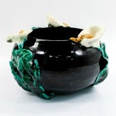 CERAMIC BOWL, CALLA LILIESBlac