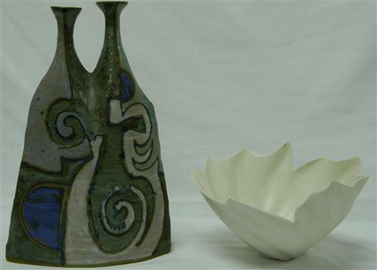 Ceramic bowl with scalloped edges