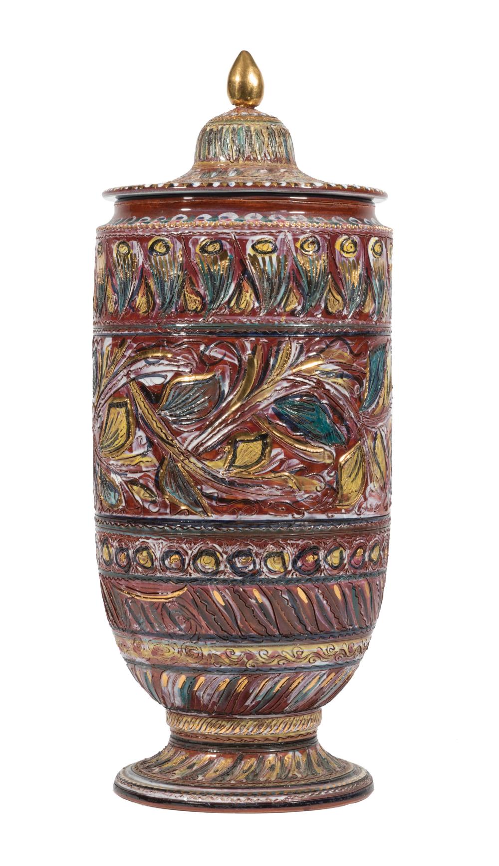 CERAMIC COVERED VASE BY LA MAITRISE