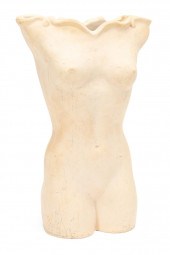 CERAMIC FEMALE NUDE TORSO VASE