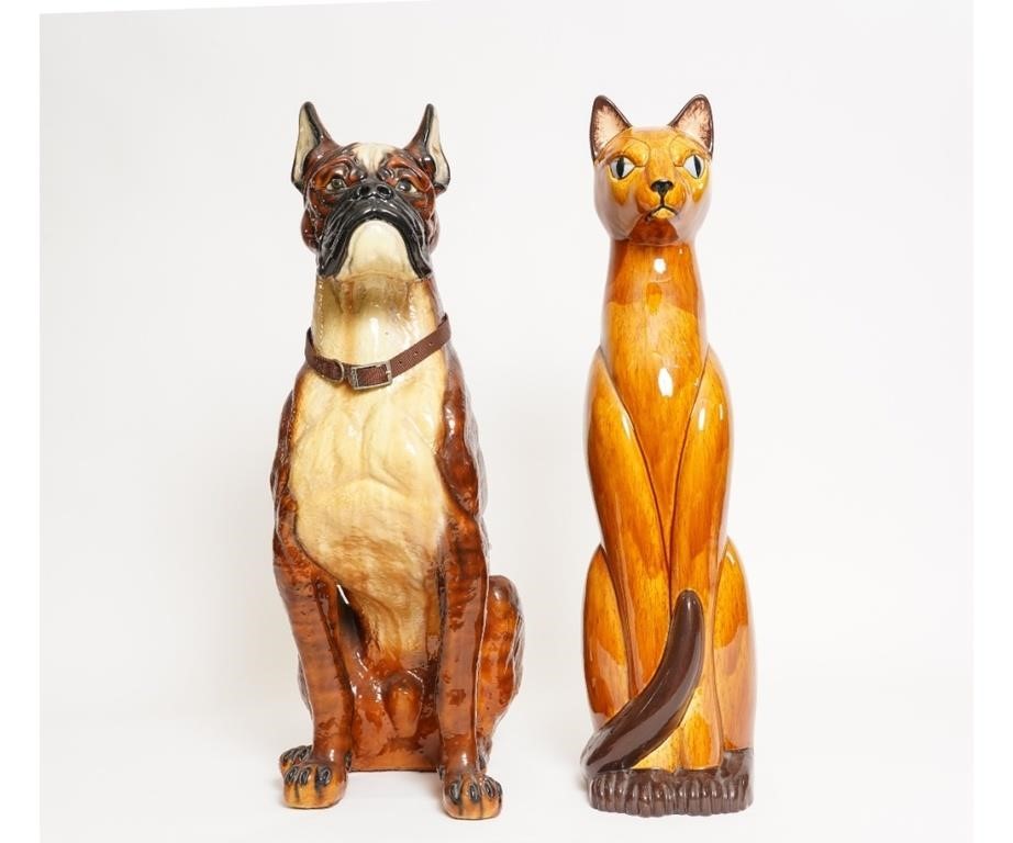 Ceramic life-size English boxer,