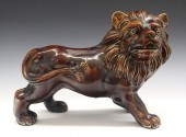 CERAMIC LION W/ROCKINGHAM GLAZ