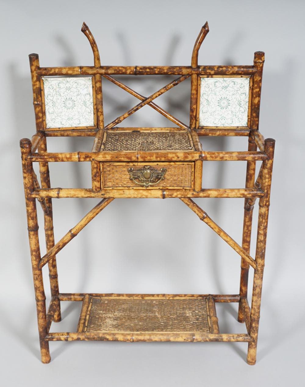 CERAMIC MOUNTED RATTAN HALL TABLE