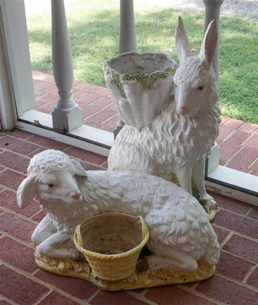 CERAMIC RABBIT PLANTER AND LAMB