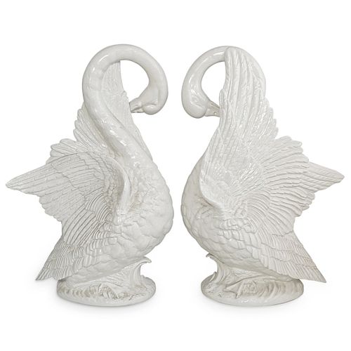 CERAMIC WHITE GLAZED GEESE
