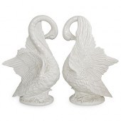 CERAMIC WHITE GLAZED GEESE STA