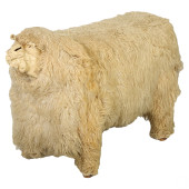 CERAMIC & WOOL SHEEP BENCH MAN