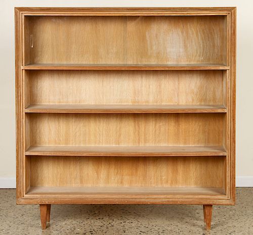 CERUSED OAK OPEN BOOKCASE GLASS