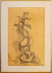 CHAIM GROSS "ACROBATS" DRAWING