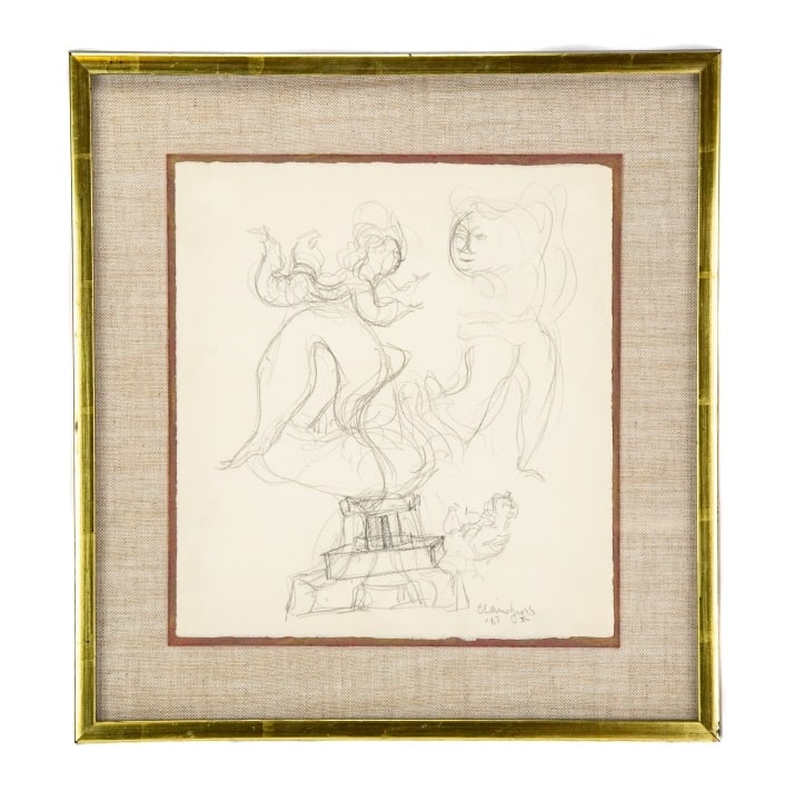 CHAIM GROSS SIGNED PENCIL OF MOTHER