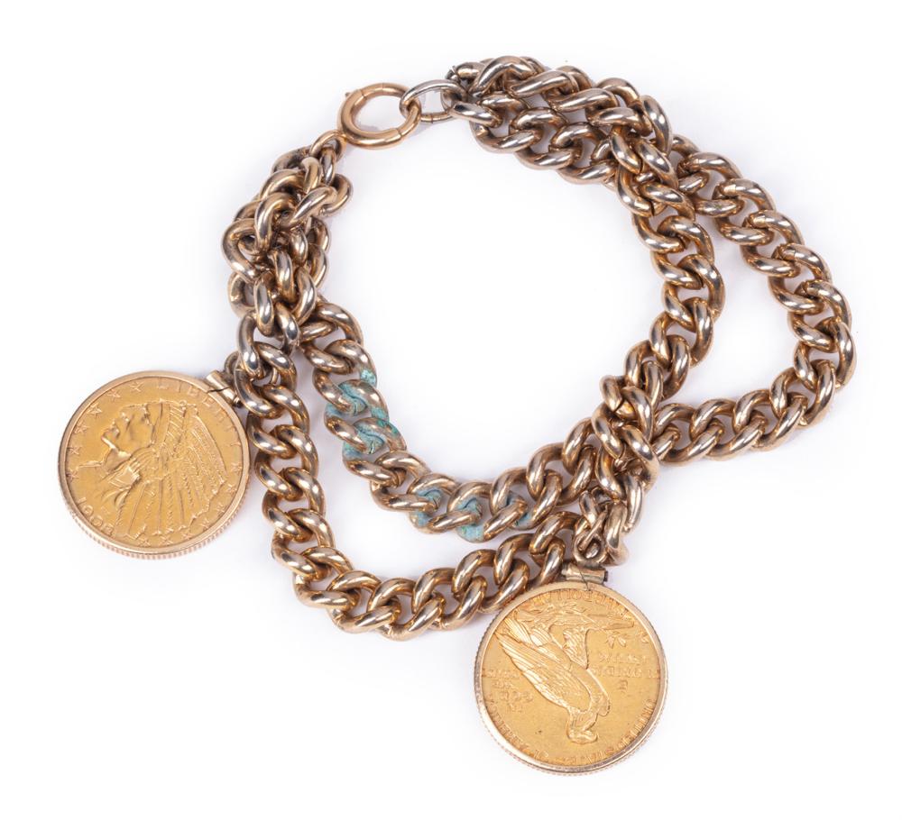 CHAIN BRACELET WITH 2 INDIAN HEAD