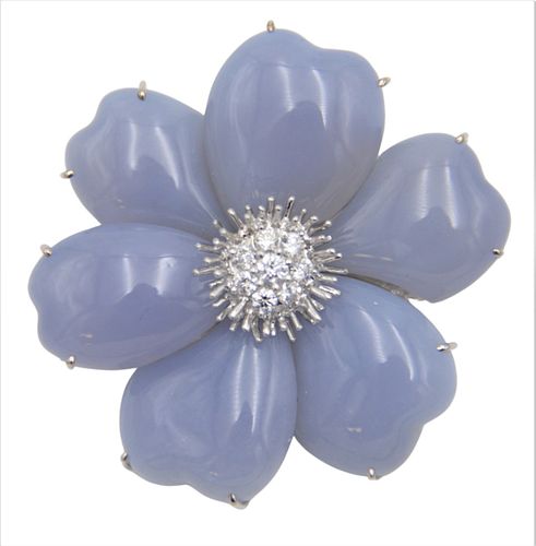 CHALCEDONY AND 18 KARAT WHITE