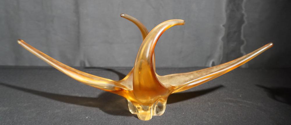 CHALET TYPE GLASS CENTERPIECE, H:
