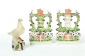 CHALK DOVE AND PAIR OF STAFFOR