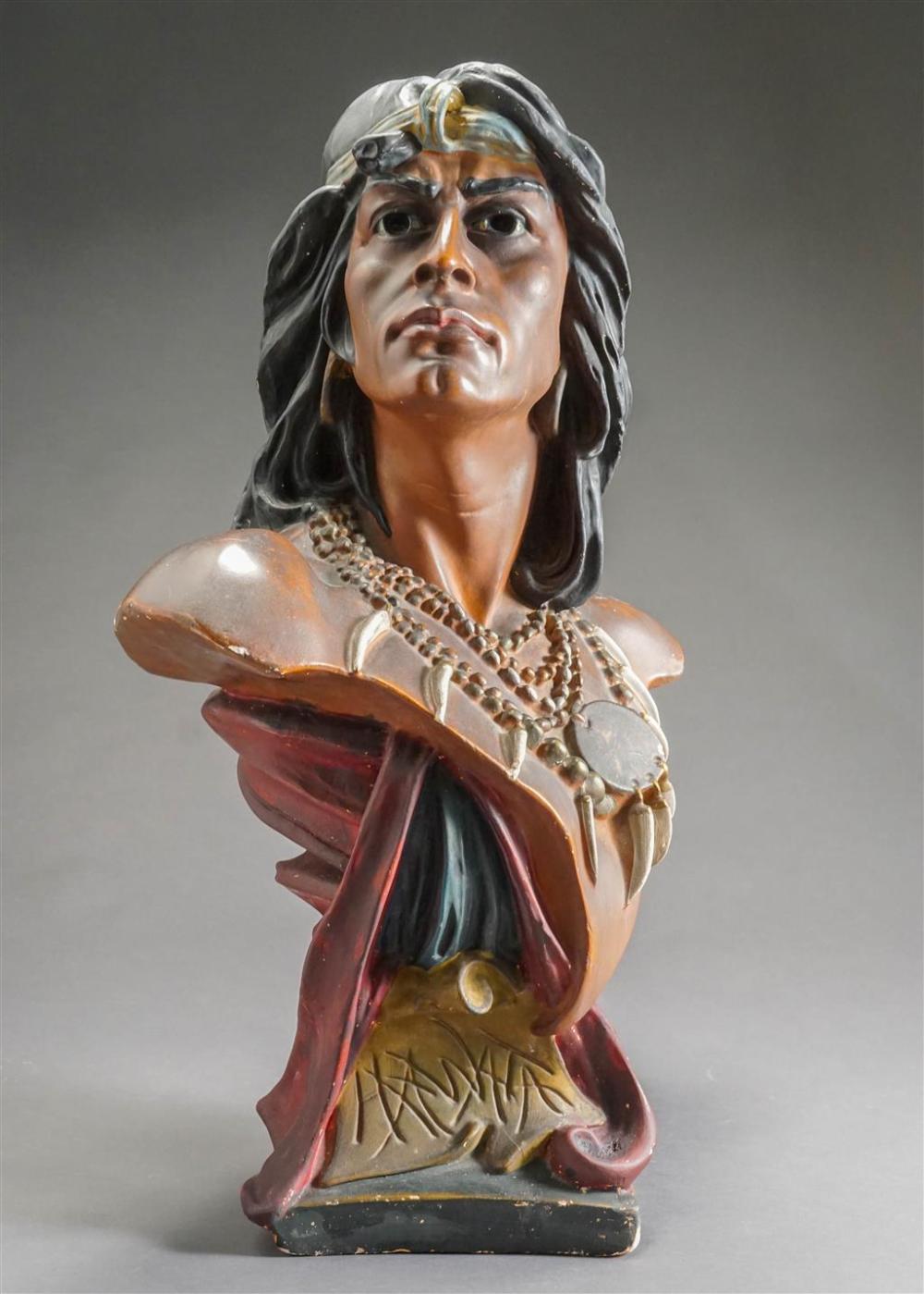 CHALKWARE BUST OF HIAWATHA, H: 28