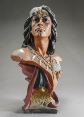 CHALKWARE BUST OF HIAWATHA, H: