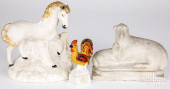 CHALKWARE HORSE, ROOSTER, AND