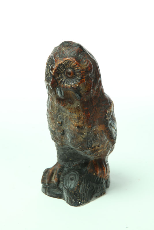CHALKWARE OWL.  American  late 19th