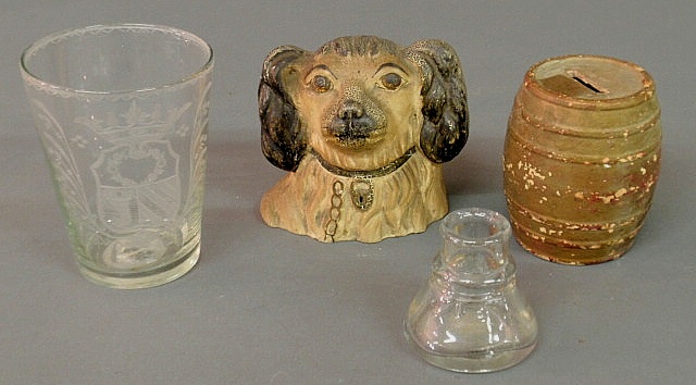 Chalkware spaniel 4"h. 19th c.