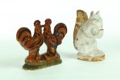CHALKWARE SQUIRREL AND ROOSTER