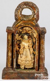 CHALKWARE WATCH HUTCH, 19TH C.