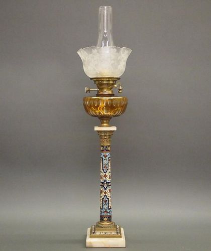 CHAMPLEVE BANQUET LAMPA late 19th