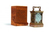 CHAMPLEVE CARRIAGE CLOCK.  L'E