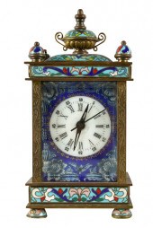 CHAMPLEVE ENAMEL CARRIAGE CLOC