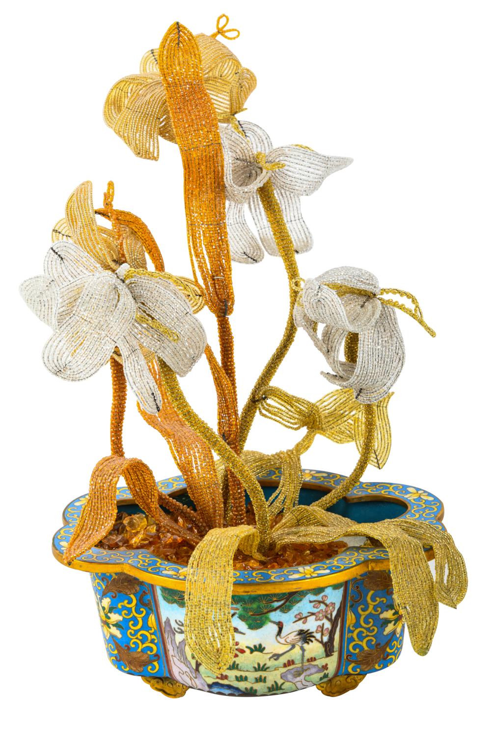CHAMPLEVE FOOTED PLANTERwith beaded