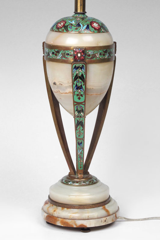 CHAMPLEVE & ONYX TABLE LAMP:
