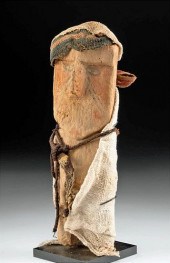 CHANCAY PAINTED WOOD FIGURE TE