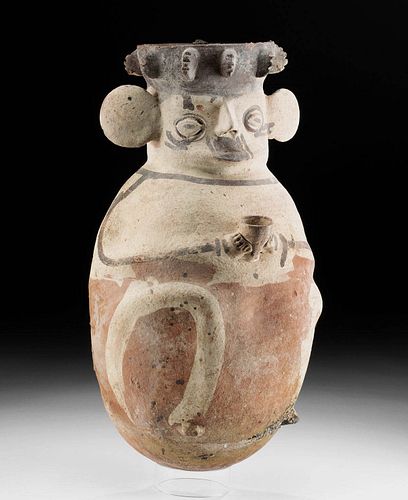 CHANCAY POLYCHROME FIGURAL JAR -