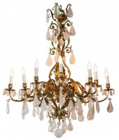 CHANDELIER, 20TH C., BRONZE AN