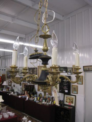 Chandelier five arm brass & black