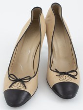 CHANEL BLACK AND TAN LEATHER S